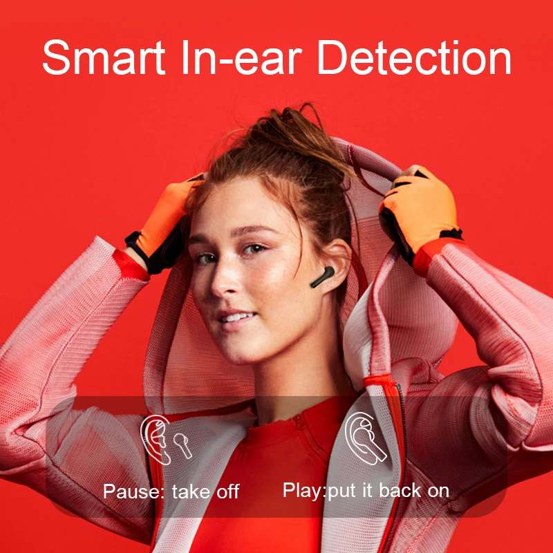 

QCY T5S wireless Bluetooth headphone in-ear recognition earphone 600mAh earbuds with microphones HD call headset customizing APP