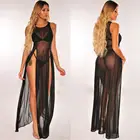 Женская сетчатая накидка на бикини, черно-белая пляжная Длинная накидка, летний купальный костюм, цельный кафтан, туника, накидки