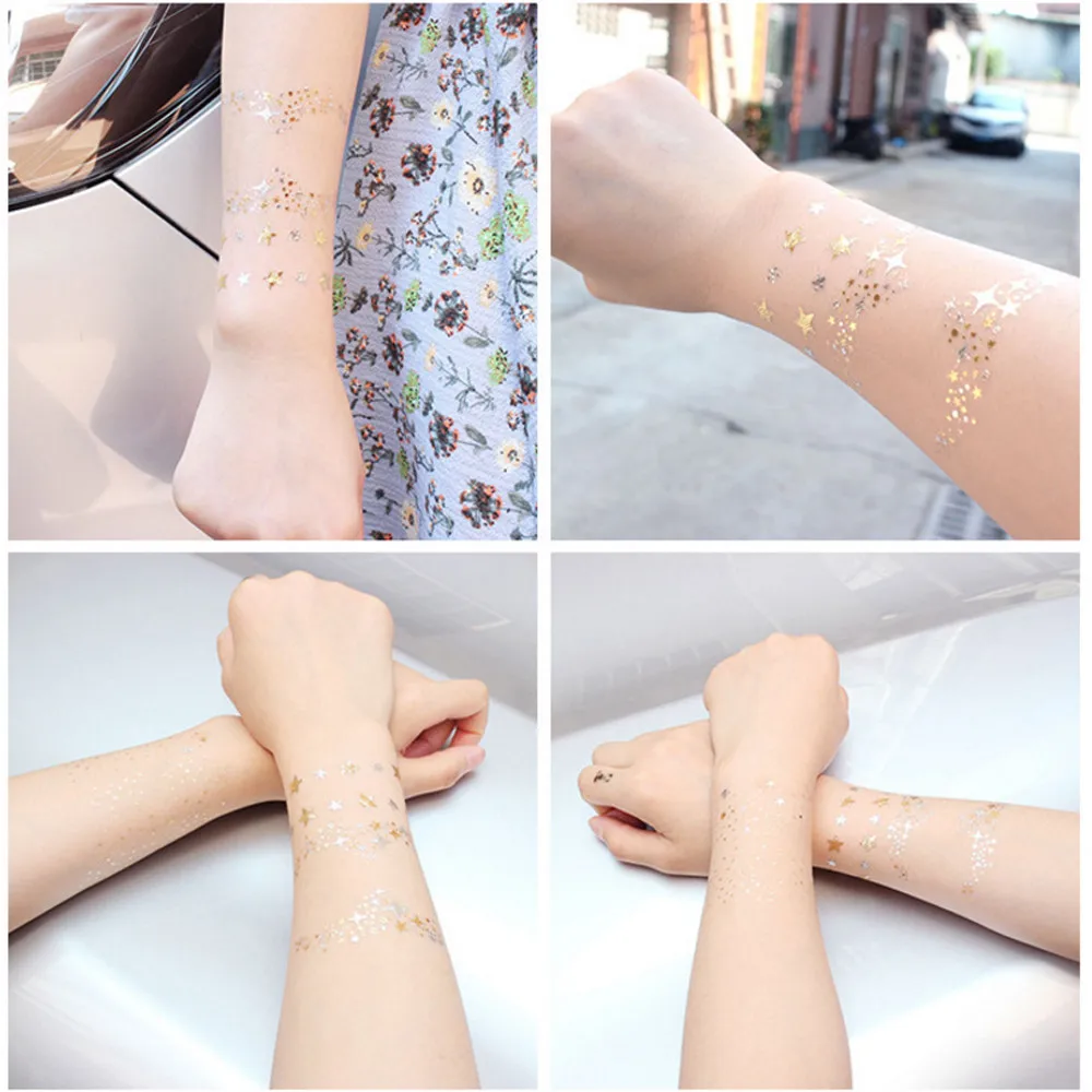 Temporary tattoo sticker Christmas Halloween Face Gold foil Foil Sticker Tattoo Stickers FakeTatouage 920 | Красота и здоровье