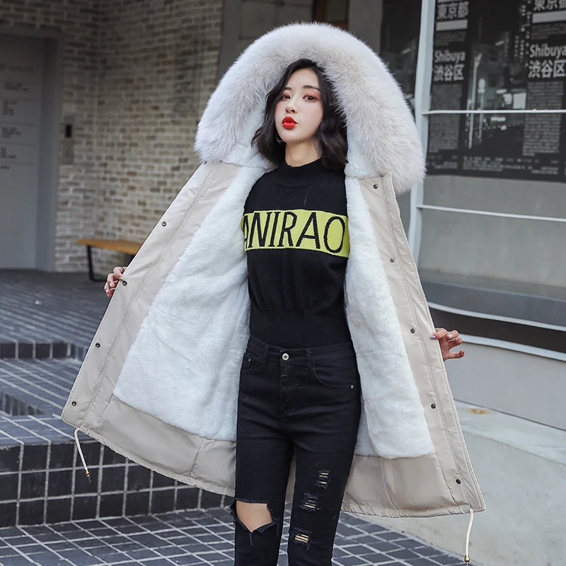 Cotton Coat Winter Woman Warm Lining Fake Fur Collar Oversized Long Jacket Female Puffer Jacket Parkas New Fishion Winter Coat
