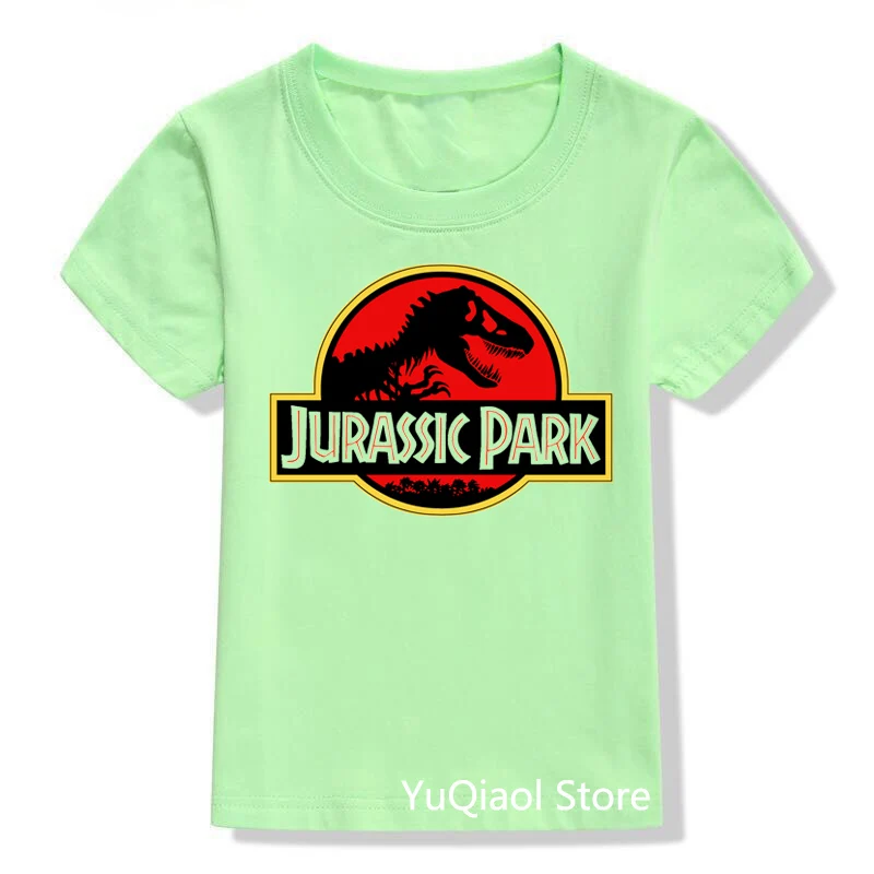 

Vintage Jurassic Park Dinosaur Print T-Shirt For Boys Summer Cute Green Tshirt Lovely Kids Top Children's Clothes Unisex Tee
