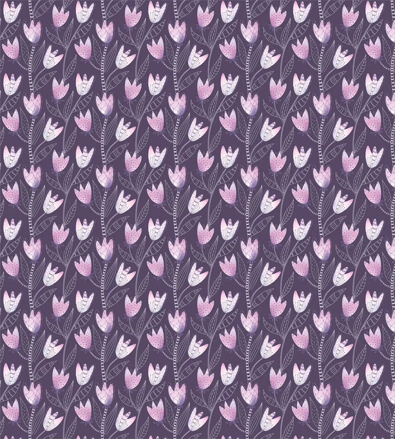 Цветочный Пододеяльник Набор декоративных тюльпанов Вдохновленный фиолетовыми