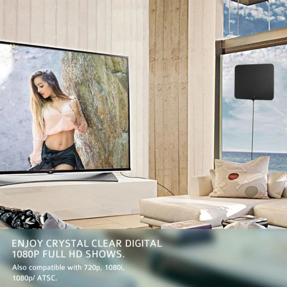 

Digital Home With Amplifier Indoor Portable Easy Install HDTV 50 Miles Range Signal Reception 1080P TV Antenna