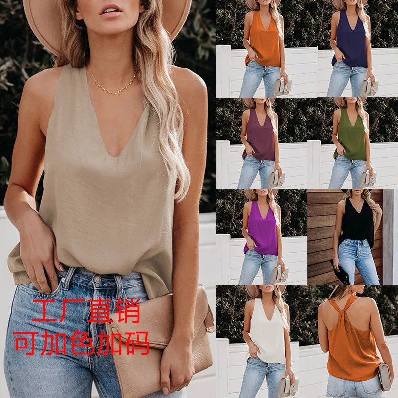 Женская футболка с открытой спиной и V-образным вырезом размеры до 3xl | одежда