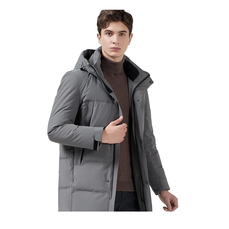 

2021 winter men 90 white duck down jacket thickened warm medium and long hooded down coat
