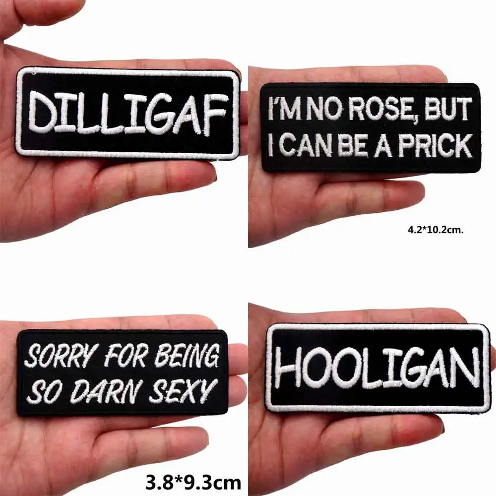 I AM NO ROSE DILLIGAF hoолиган извините за сексуальные нашивки с вышивкой для одежды