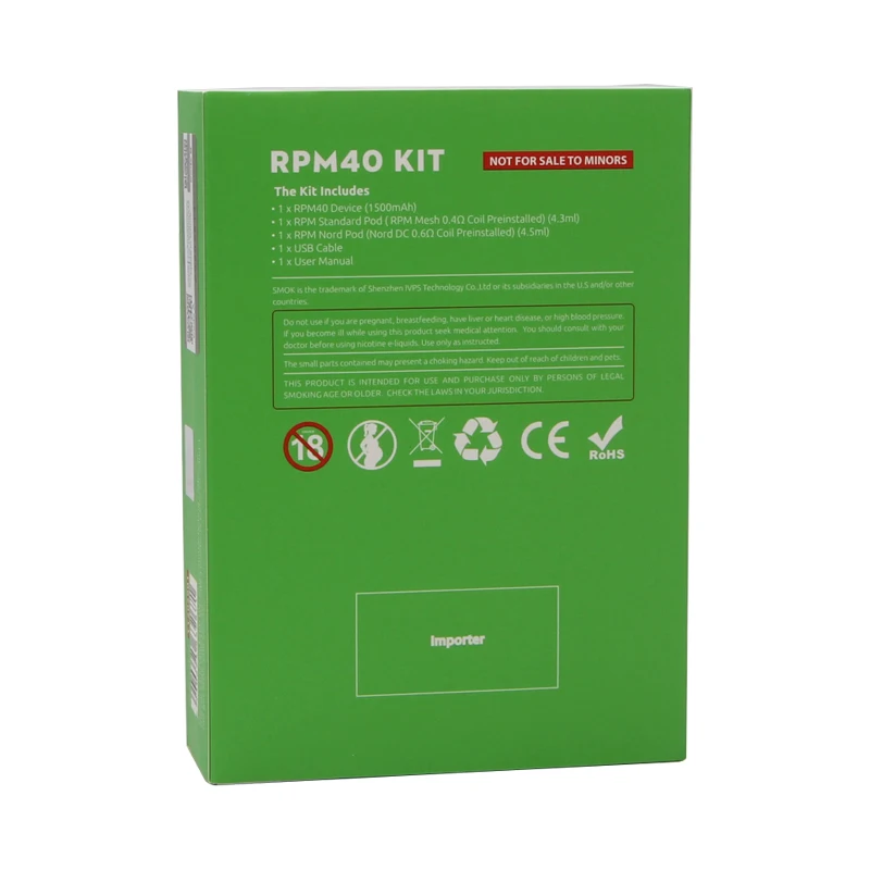 Оригинальный SMOK RPM40 Pod Комплект 1500 мАч об/мин 40 4 3 мл картридж сетчатая катушка 5 Nord