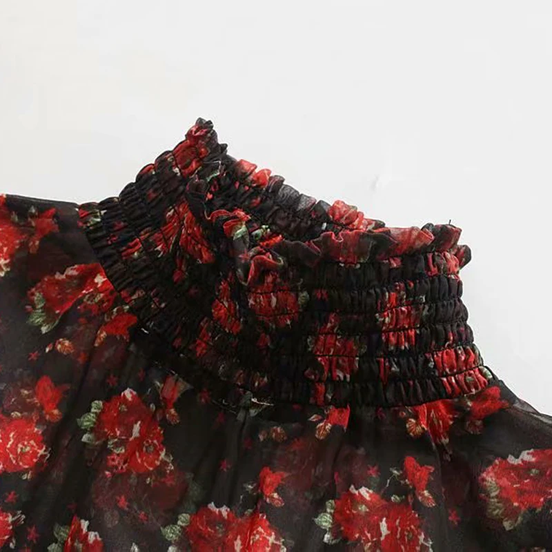 Платье-водолазка с цветочным принтом элегантное мини-платье поясом на резинке и