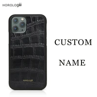 custom name horologii luxury leather phone case for iphone 11 12 13 pro case protective cover genuine leather