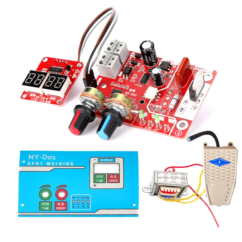 

NY-D01 100A/40A Spot Welding Machine Control Board Welder AC 9V Transformer Controller Panel Adjust Time Current Digital Display