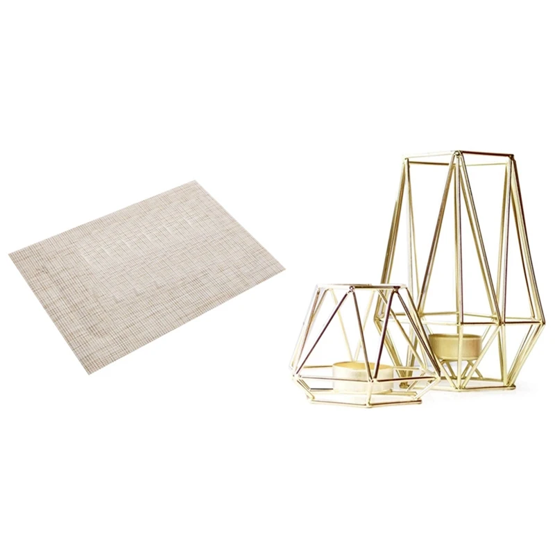 

1 Set Geometric Tealight Candle Holders & 1 Set Household Table Mats, Theme Restaurant Placemats