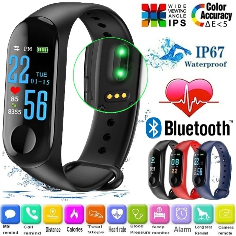 Смарт-браслет M3 для фитнеса монитор артериального давления датчик кислорода