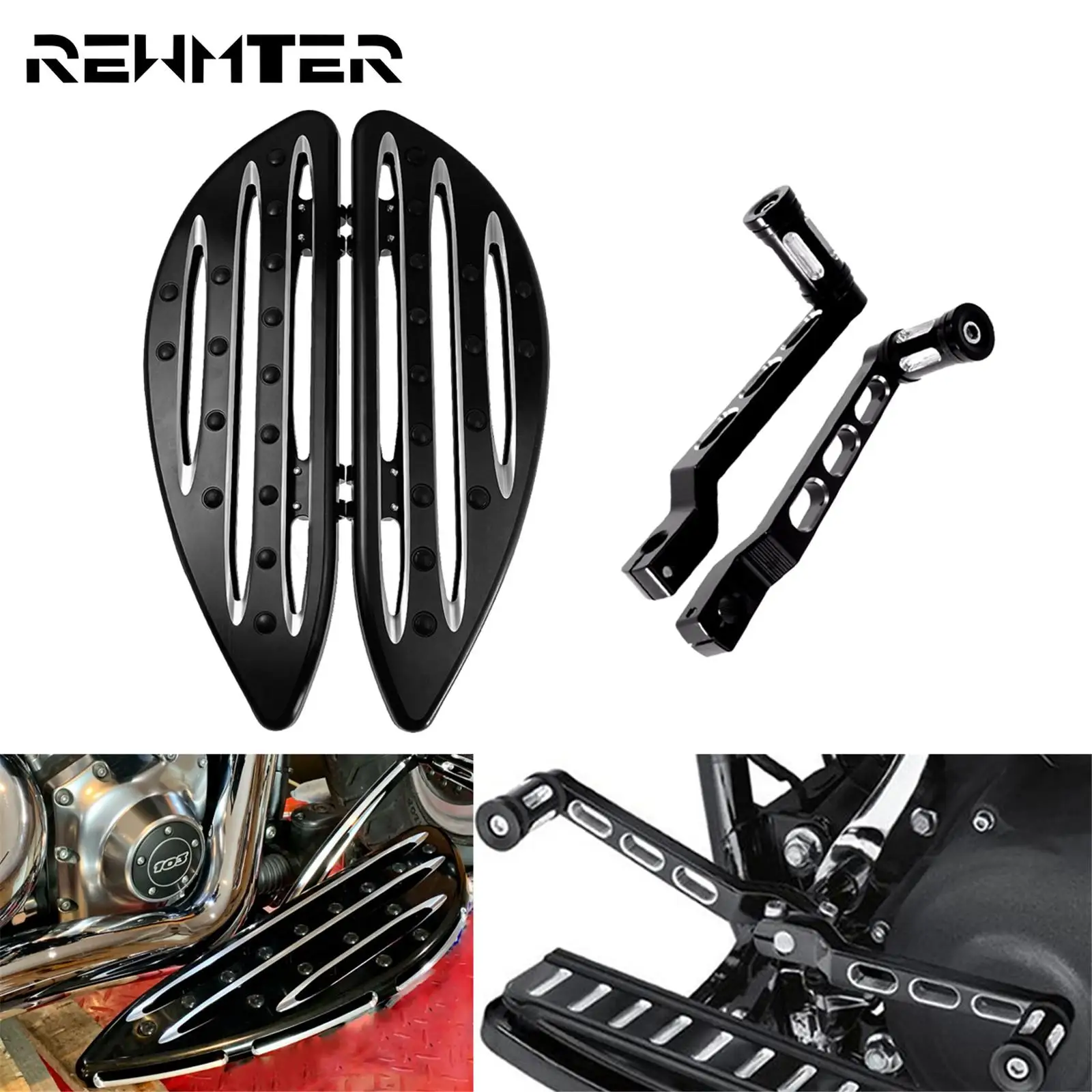 

Motorcycle Black Driver Floorboard Foot Pegs Pedal+Shift Lever Shifter Peg For Harley Touring Street Glide FLHT 88-Up FL Softail