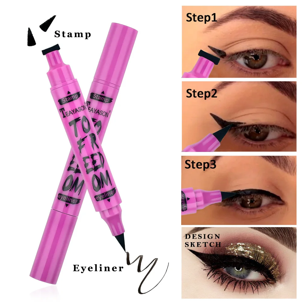 

Waterproof Quick Dry Eyeliner Pencil Double Ended Seal Eyeliner Stamp Pen Long Lasting Eyeliner Pen Beauty Eye Cosmetic Makeup