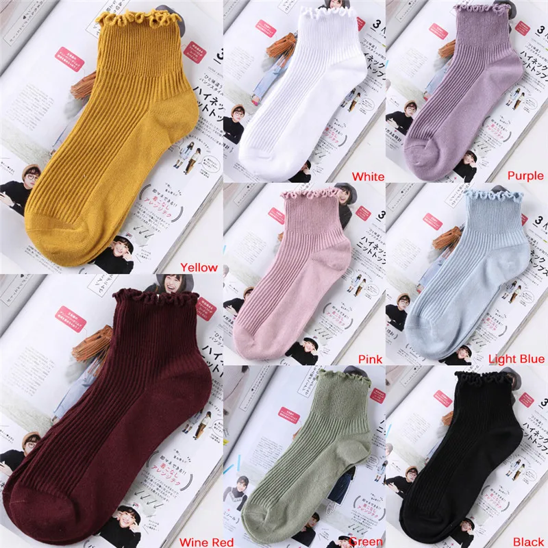 Высококачественные однотонные носки принцессы с оборками для девочек на лето и