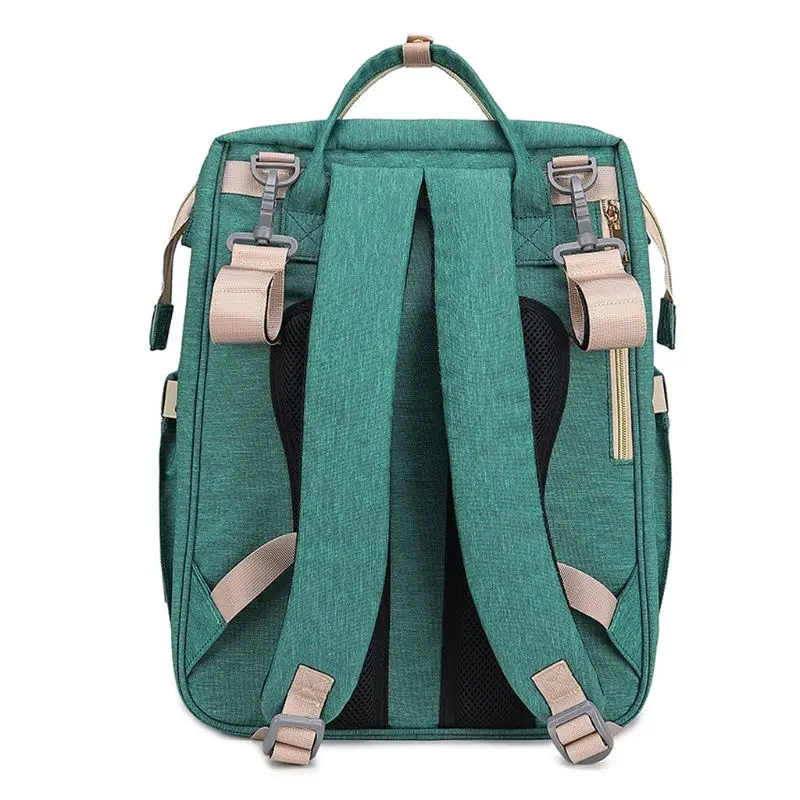 

2In1 Multifunctional Diaper Bag Backpack Travel Portable Large Capacity Shoulder Mommy Folding Crib Bags Waterproof Stylish Pack