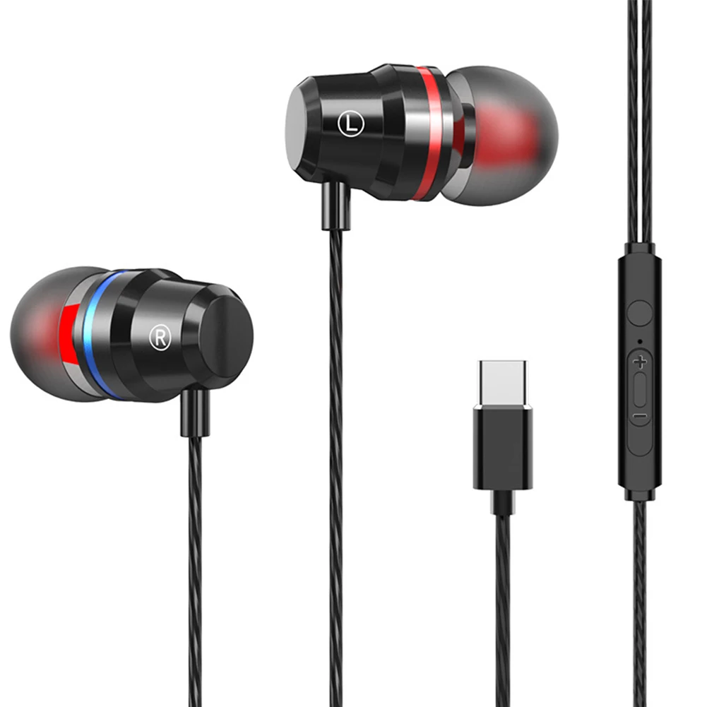 

TYPE C USB Wired Headphone In-Ear Earphone Earbuds With Mic Bass Stereo Music HIFI Sport Headset For Phones Tablets Laptops