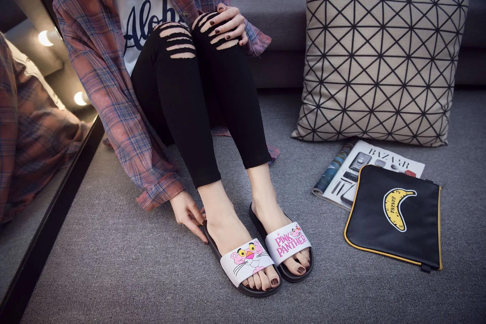 Женские тапочки с рисунком; женские домашние летние тапочки; пляжные шлепанцы для девочек; Вьетнамки; eantoufles Zapatillas de mujer; для ванной