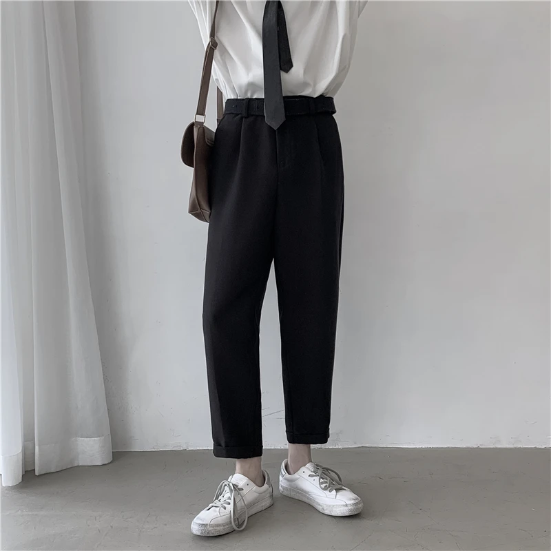 Мужские повседневные брюки свободные однотонные прямые в западном стиле