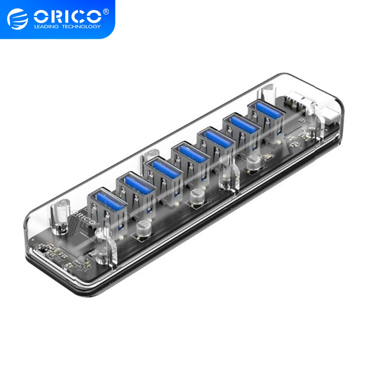 Прозрачный Концентратор ORICO с 7 портами USB 3 0 высокоскоростной usb-разветвитель 5