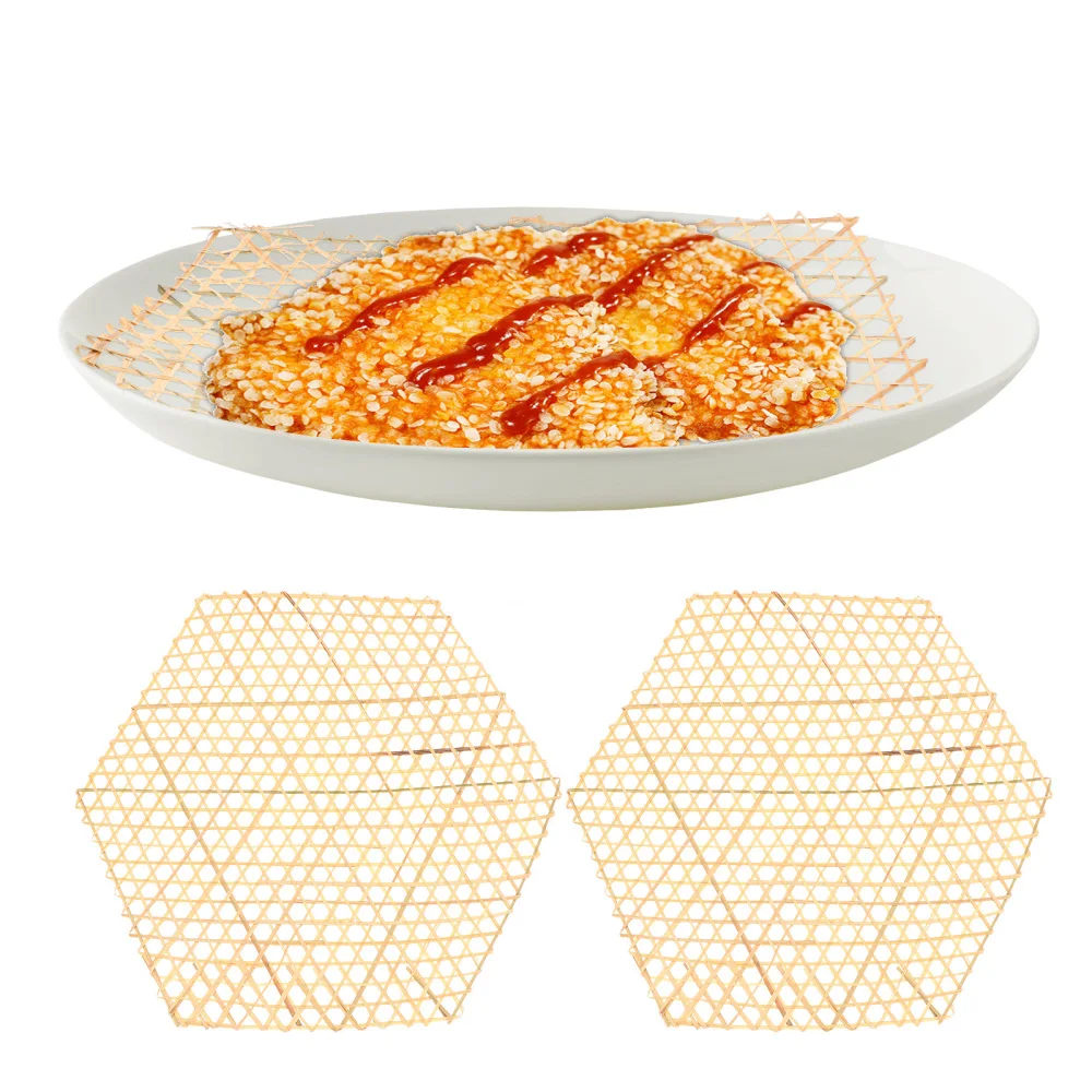 

6pcs Bamboo Mats Plate Mats Decorative Dish Mats Bamboo Mesh Mats