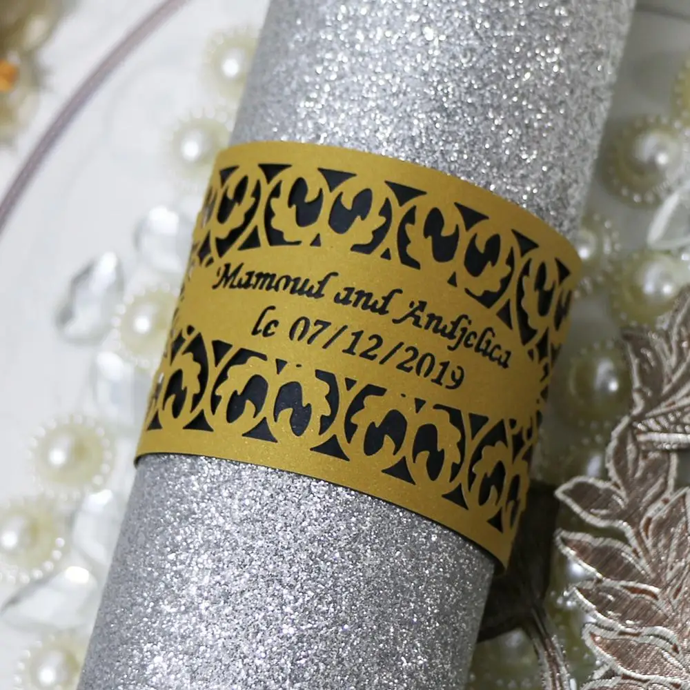 

100pcs/lot Pearl Paper Customer Design Napkin Ring Serviette Buckles Towel Buckles Wedding Festival Formal Supplies