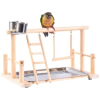 wooden parrot swing bell toy bird perch stand bar ladder hammock feeder playground pet cage decor birds toy platform for parrot