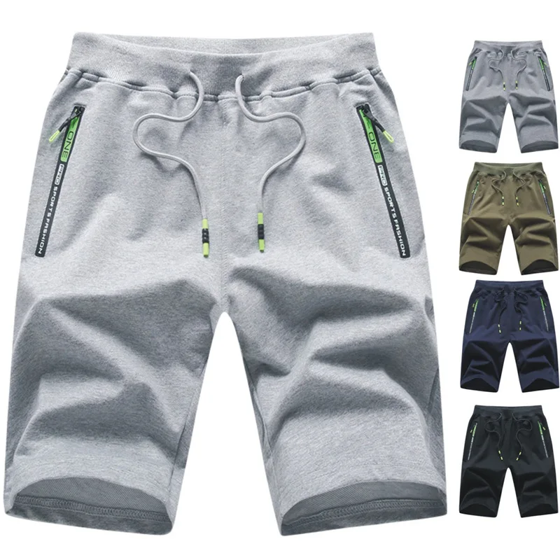 

Men's Shorts Summer 2021 New Cotton Casual Daily Sports Solid Mens Knitted Knee Length Sweatpants Beach Plus Size Short for Men