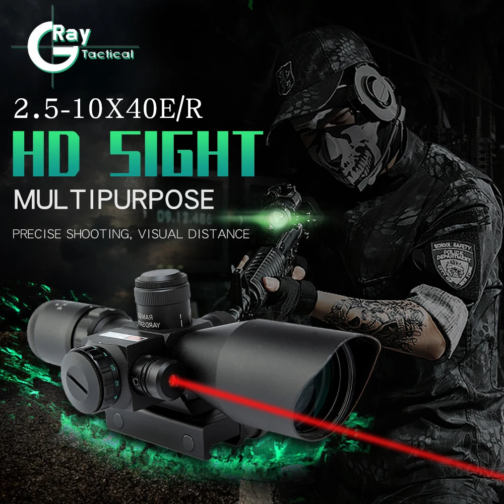 Тактический Оптический прицел для охотничьей винтовки 2 5 10x40ER зеркальный