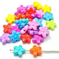 50 mixed bubblegum color acrylic flower charm beads 15mm jewelry making
