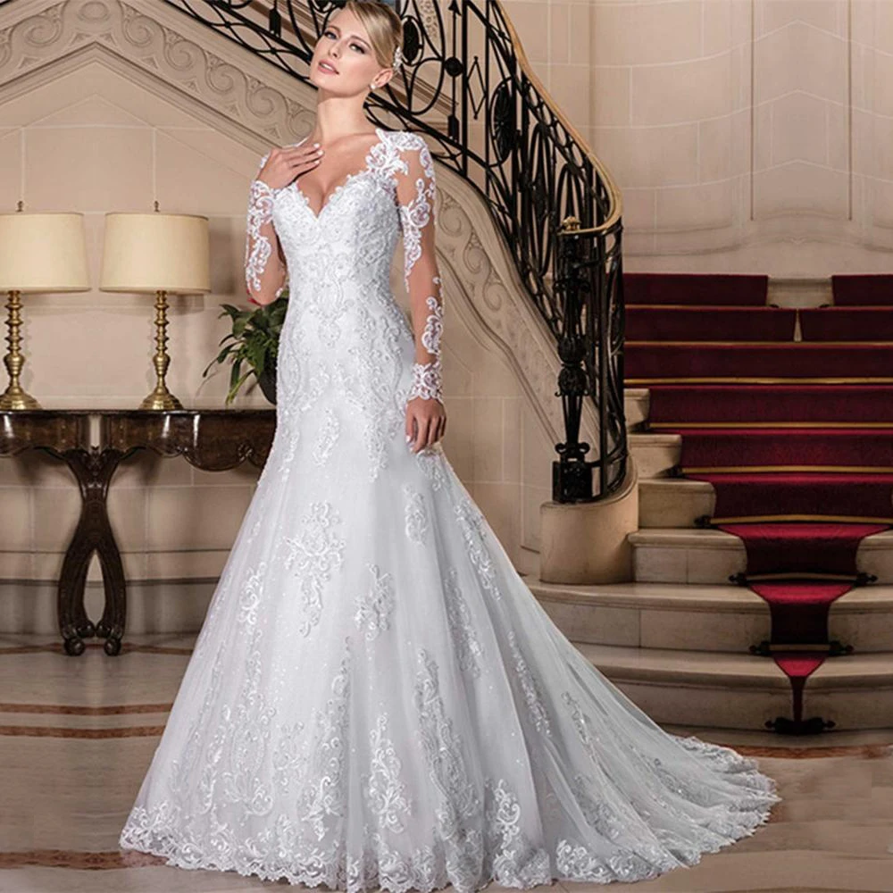 Новые простые линии аппликационные жемчужины для кружева рыбы свадебные платья