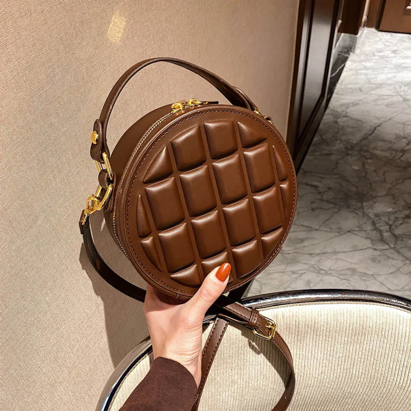 

Female Multifunction Handbag 2021 Fashion Shopper Shoulder Bag Tote Simple Chocolate Square Crossbody Bags Mini Round Bag