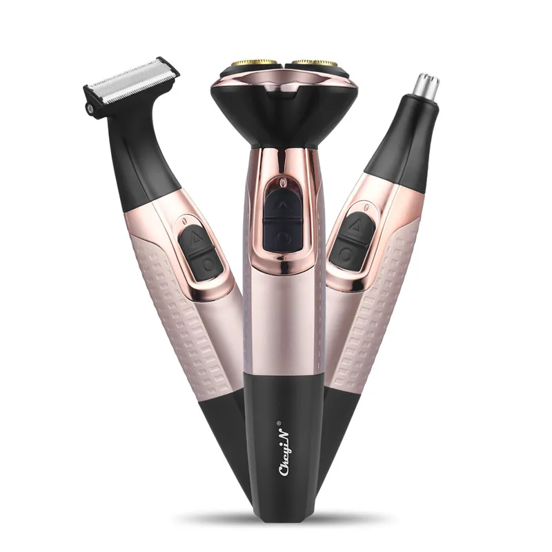 

CkeyiN 3 in 1 Electric Shaver Men Razor Ear Nose Hair Trimmer Low Noise Beard Trimmer Professional Facial Hair Remover Set USB