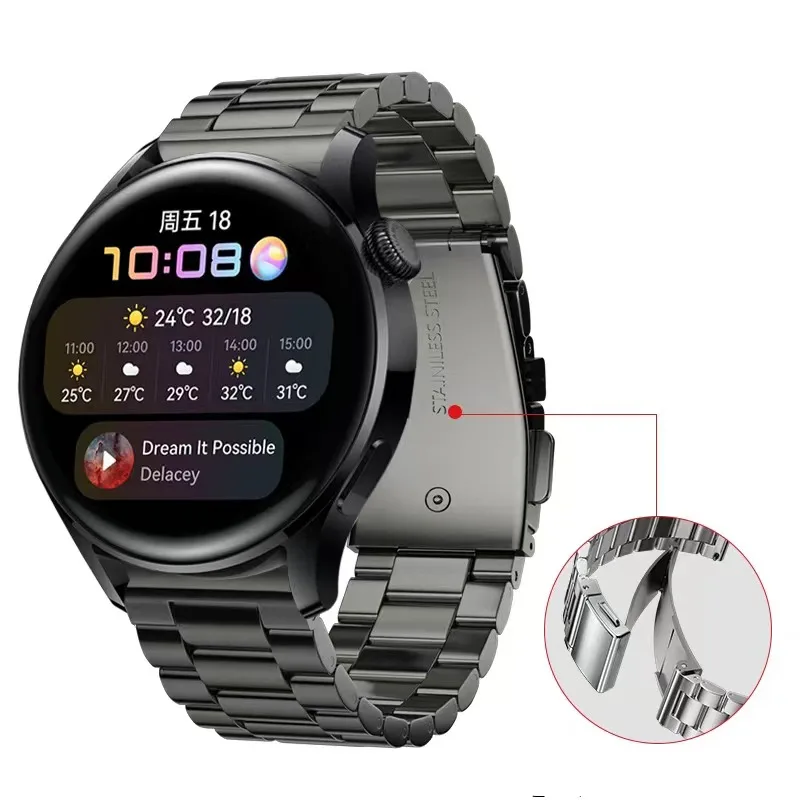 Correa de aleación de titanio para Samsung Galaxy watch 3, Huawei watch 3/GT2, pulsera de acero inoxidable para Amazfit GTR 3 Pro, 22mm/20mm