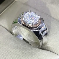 new style design silver plated cz crystal ring luxury aaa zircon men engagement proposal rings fashion men wedding party jewelry