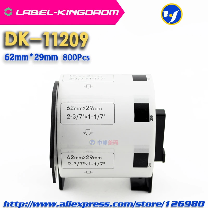 2 рулона совместимы DK-11209 этикеткой 62 мм * 29 с принтером Brother Label все поставляются