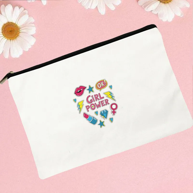 

Women girl power lips Printed Make up bag Fashion Women Cosmetics Organizer Bag for Travel Colorful Storage Bag for Lady Bag