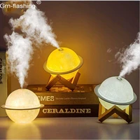 3d creative moon humidifier night lamp touch switch 3 color table night lamp usb home bedroom night light decor office car