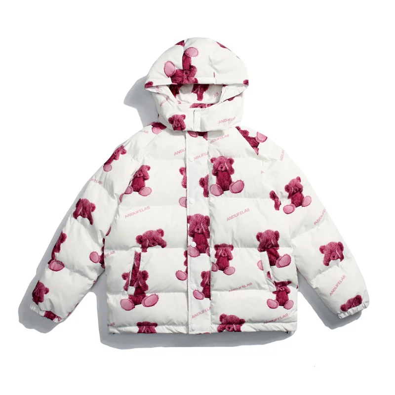 Зимняя пуховая куртка для мужчин и женщин парка большого размера с принтом