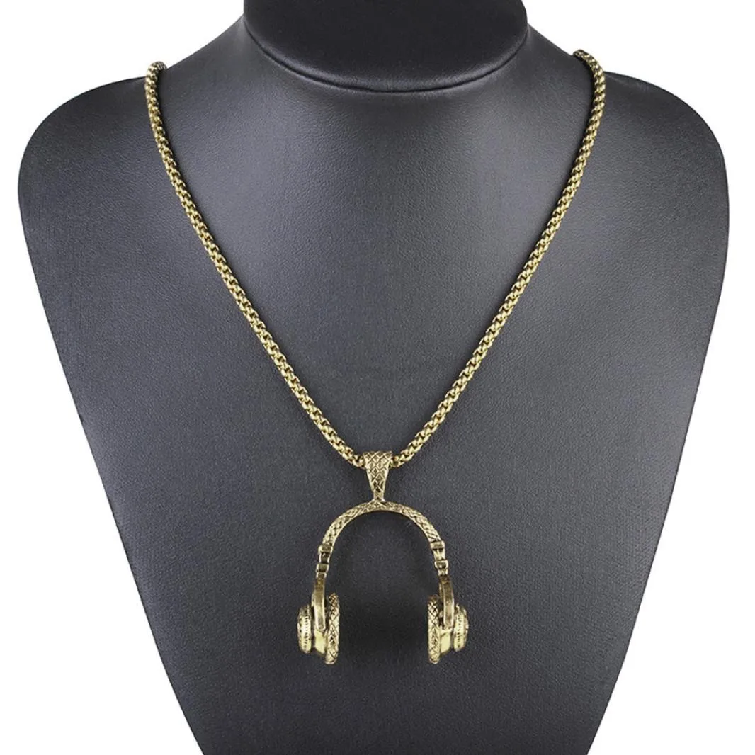 Мужские ожерелья в стиле хип хоп панк микрофон наушники подвеска цепочка