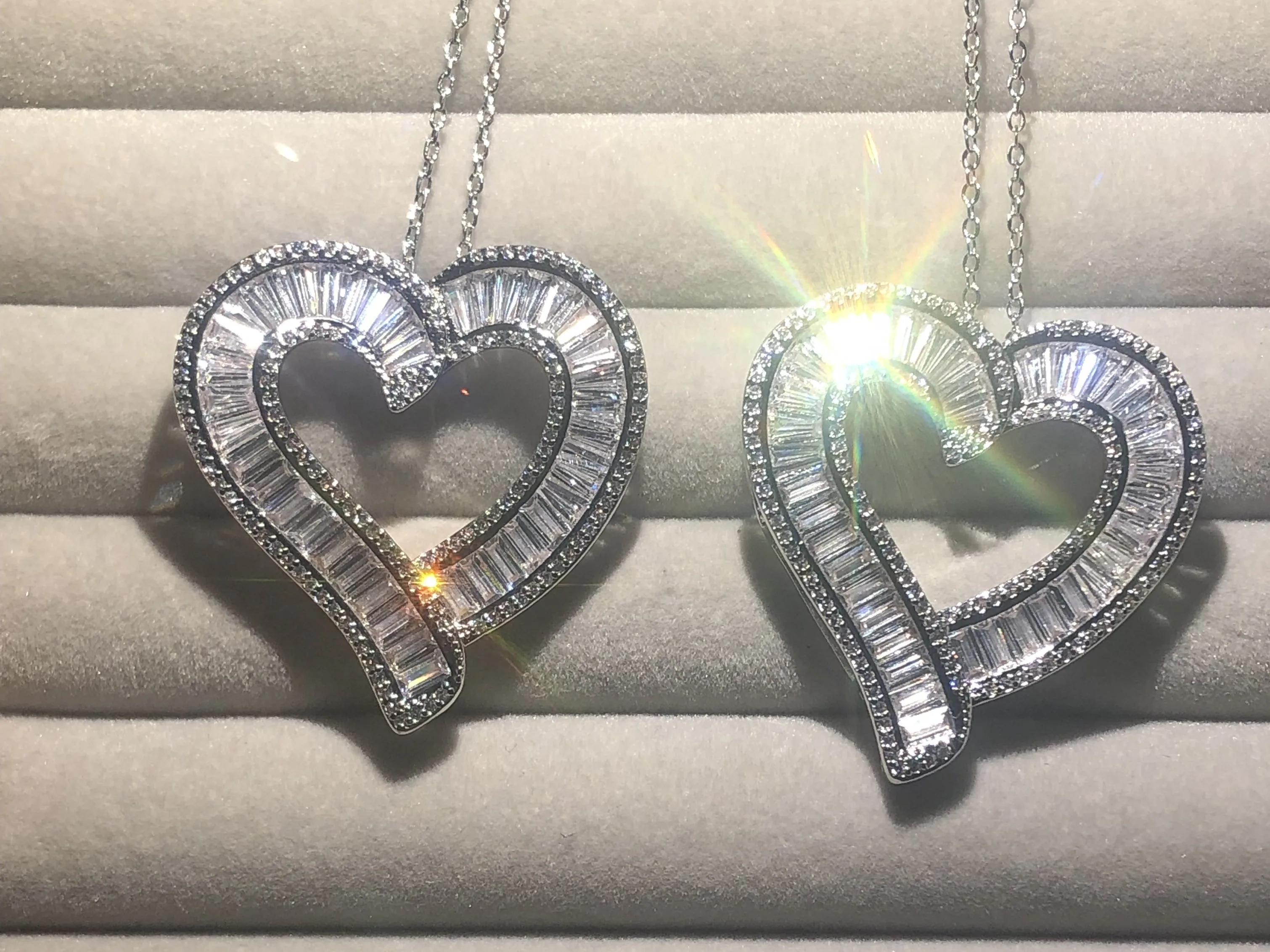 Роскошное ожерелье с подвеской в виде сердца из серебра 925 пробы женское