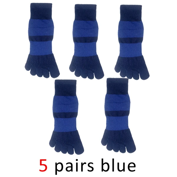 blue VERIDICAL, модные мужские Компрессионные носки из чесаного хлопка, носки с пятью пальцами, носки в полоску, подарки для мужчин, 5 пар/лот - Цвет: blue