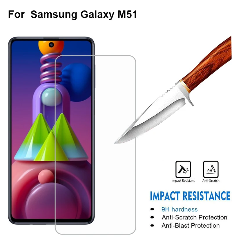 

For Samsung Galaxy M51 Tempered Glass Screen Protector on Galaxy M51 SM-M515F Protective Glass For Samsung M51 Pelicula de vidro