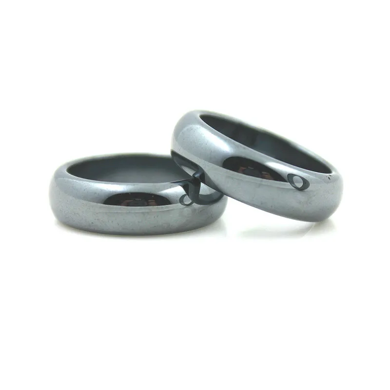 

Natural Hematite Ring 1 Piece Glossy Smooth and Fashionable 5A Grade Surface 6mm Black Magnet Men Women Jewelry