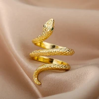 vintage snake shape rings for women men gothic adjustable animal exaggerated metal copper finger ring valentines jewelry