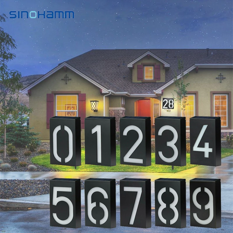 

Waterproof Solar House Number 0-9 Doorplate Digital Solar Powered Address Light Lamp IP65 outdoor wall led lights Door Lamp