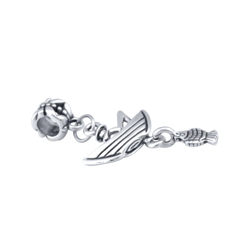 Silver Color Boat Fishing Man Charm Fit Pandora Charms Bead Bracelets diy Fashion Jewelry Making SPP068 | Украшения и аксессуары