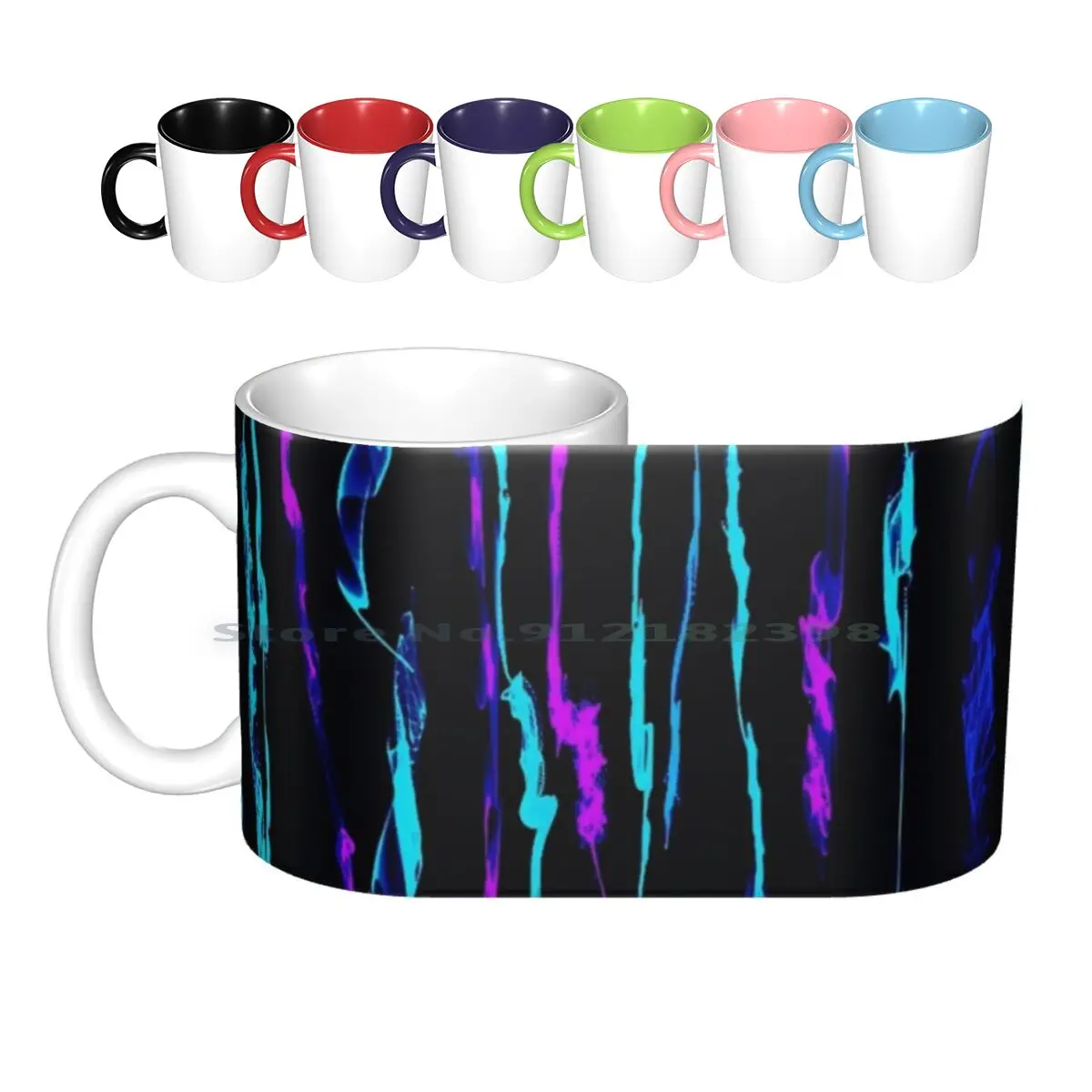 

80's Ladies Ceramic Mugs Coffee Cups Milk Tea Mug Colors Abstract Pretty Girls Modern Hiedischmitz Fashion Pattern Trend 1980s