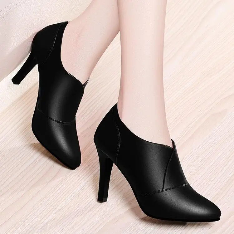

2020 Winter Women Bare boots High Heels Dress Shoes Pointed Toe Boots Black Red Botas Mujer Thin Heels Pumps Woman Shoes
