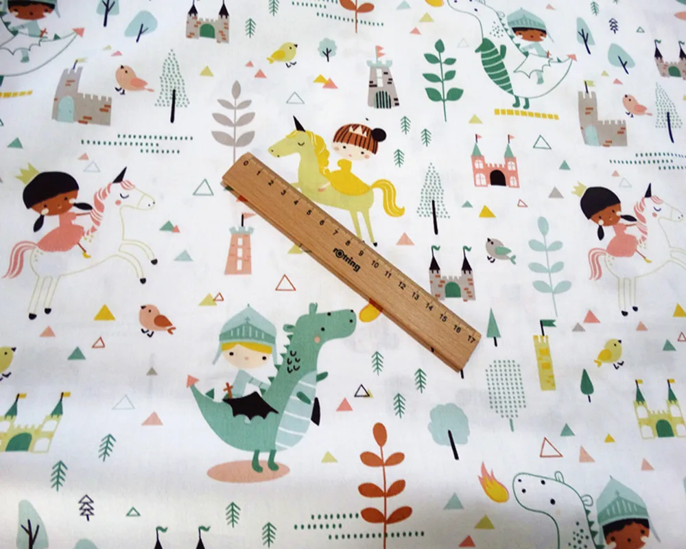 Cotton Fabrics Printed Unicorn Girl Baby cotton Twill Bed Sheet Fabric for Patchwork Cloth DIY Sewing Table Clothing Curtains | Аксессуары